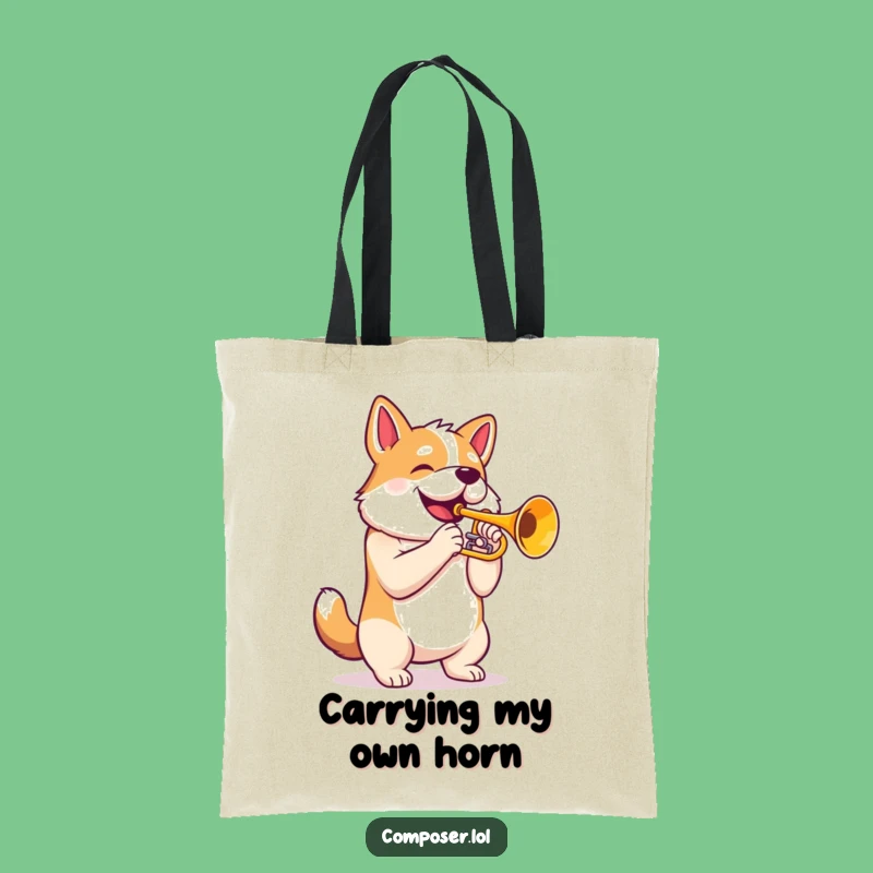 Funny Trumpet Dog Tote Bag: Proud Canine Musician's Accessory, Stylish Gift