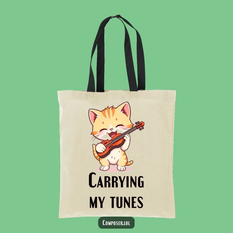 Funny Kitten Violinist Tote Bag - Carry Your Tunes with Charm