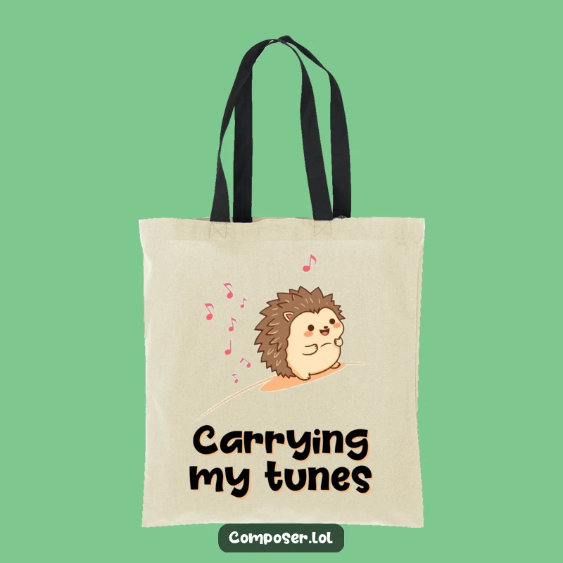 Funny Hedgehog Tote Bag - Carry Your Tunes with Musical Rolling Charm