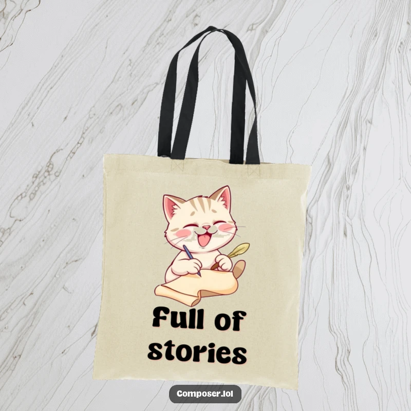 Funny cat scribe tote bag, ideal for carrying books and writing supplies with a humorous touch. A practical, funny gift.
