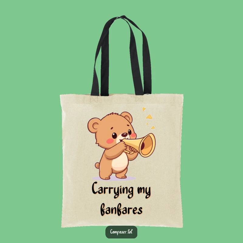 Funny Bear Cub Trumpet Tote Bag - Carry Your Fanfare Everywhere
