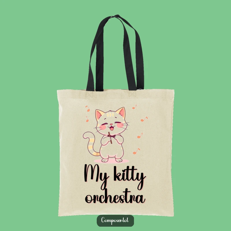Funny Cat Composer Tote Bag: Carry Your Music with Feline Flair