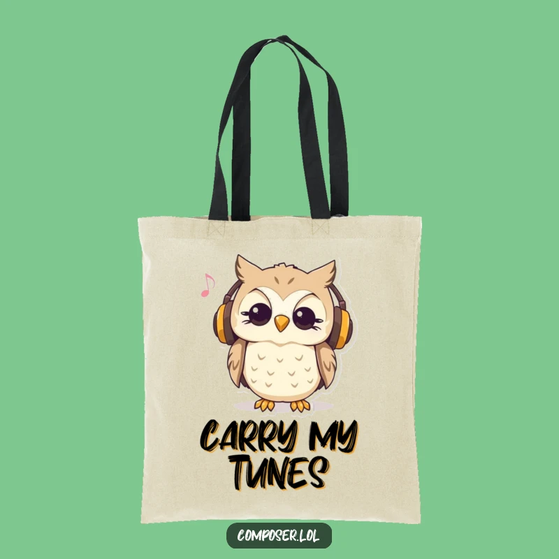 Funny Curious Owl Music Tote Bag: Carry Your Tunes in Style