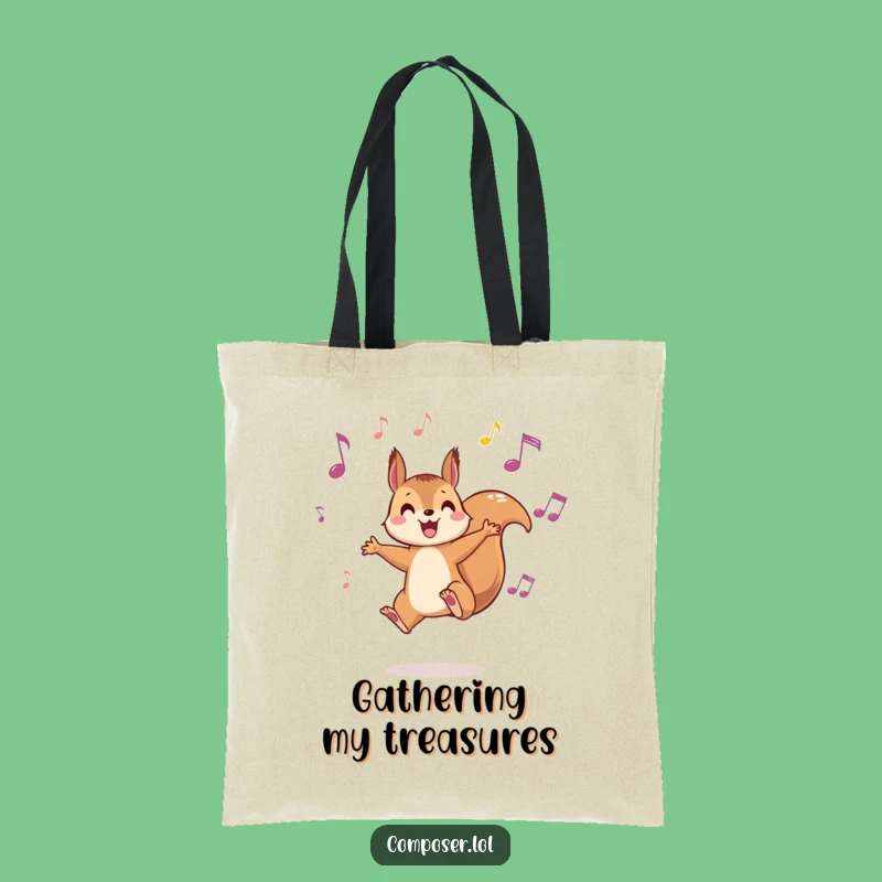 Funny Squirrel Music Tote Bag - Carry Your Tunes with Playful Flair