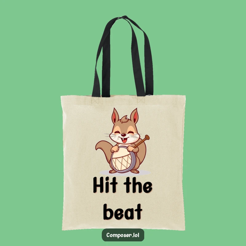Funny Squirrel Drummer Tote Bag: Carry Your Tunes in Style