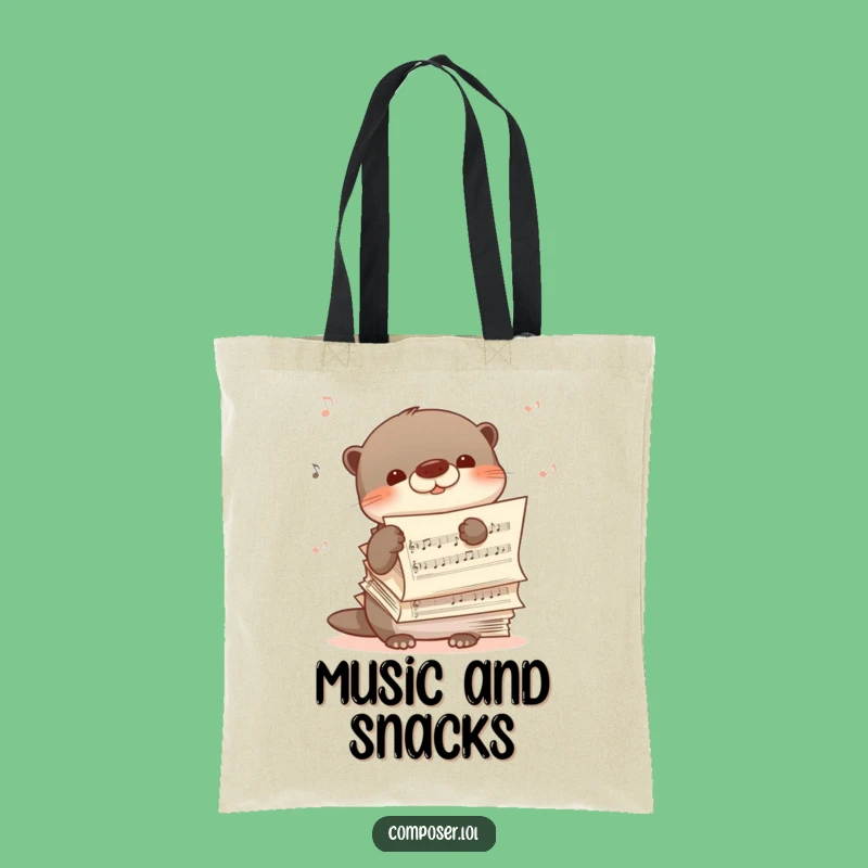 Funny Shy Otter Music Tote Bag - Carry Your Melodies with Charm