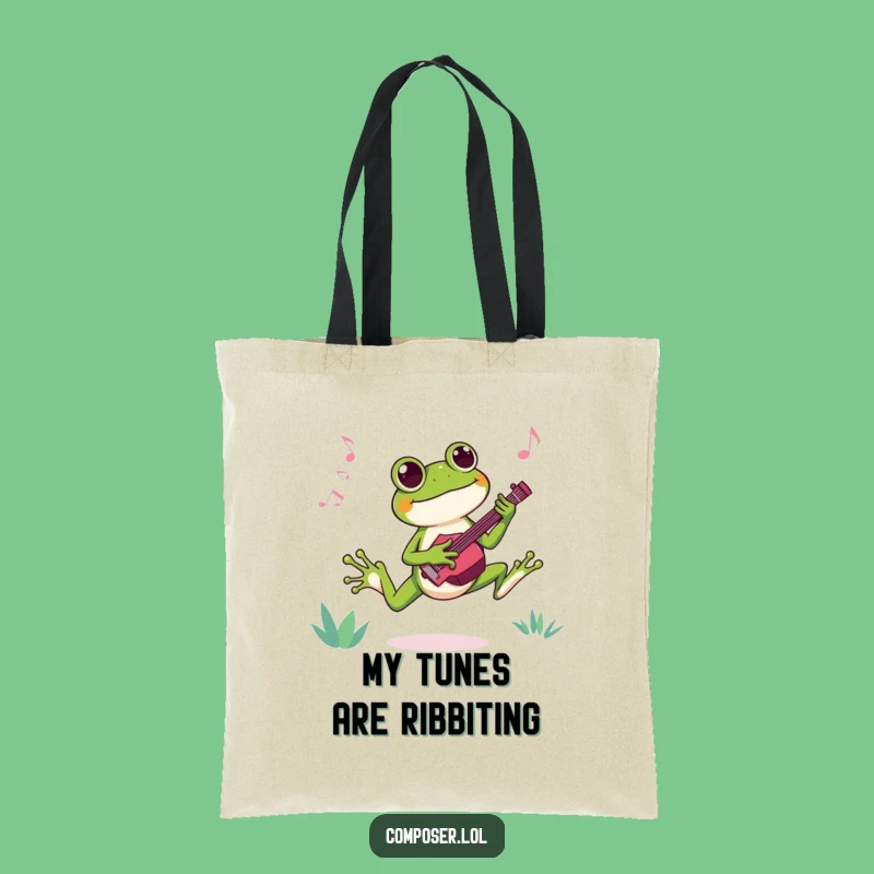 Funny Frog Composer Tote Bag: Carry Your Tunes with Amphibious Fun